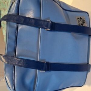 Carry On Roxy Quicksilver Blue Tote Stowaway Travel  Leather Vintage 1990